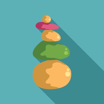 Stack of balanced colorful stones creating zen harmony vector