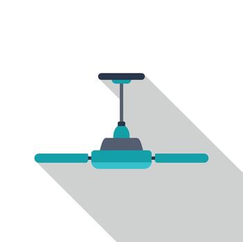 Ceiling fan creating air movement for climate control vector