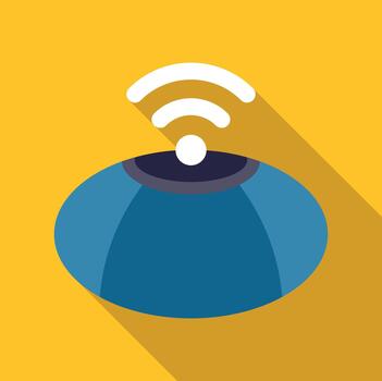 Wireless router transmitting wi fi signal connecting smart devices vector