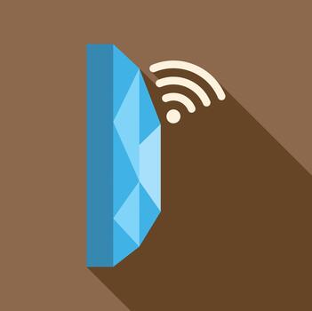 Wi fi router transmitting wireless signal flat design vector