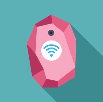 Pink smart tracker device with wireless connectivity icon vector