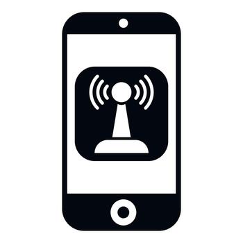Smartphone displaying wireless network connection signal icon vector
