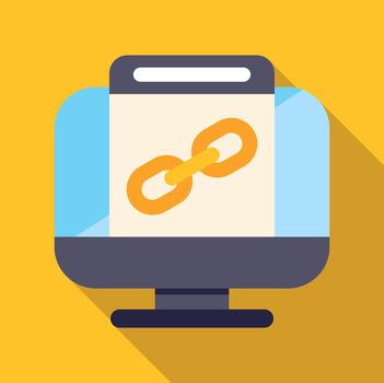 un computadora pantalla con un enlace icono en eso vector