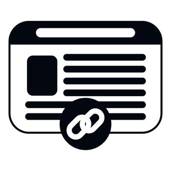 Webpage displaying content and an attached hyperlink vector