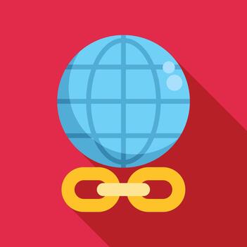 Global link connecting world internet network flat vector