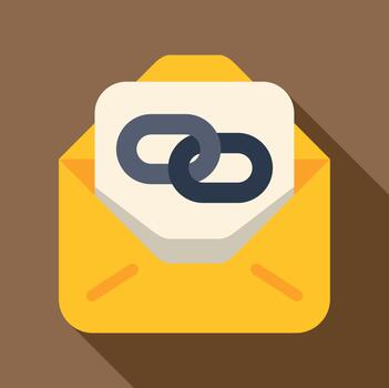 Email message with hyperlink chain flat icon vector