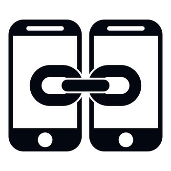 teléfonos inteligentes enlace, demostración conexión y datos compartiendo vector