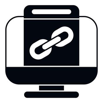 Computer monitor displaying backlink chain searching online vector
