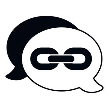 Speech bubble showing linking connection icon vector