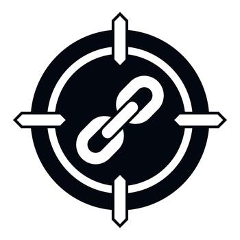 Link chain icon on a target symbol representing seo strategy vector