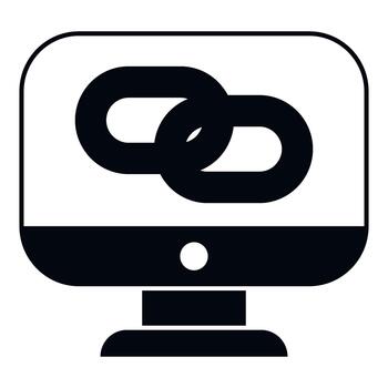 Computer monitor displaying connected chain links icon vector