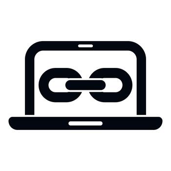 ordenador portátil mostrando cadena enlace icono representando Internet conexión vector