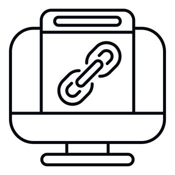 Computer monitor displaying a chain link icon vector