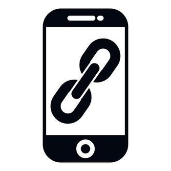 Smartphone displaying chain link connecting digital information vector