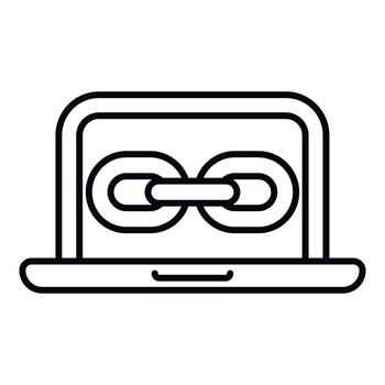Laptop displaying chain link representing digital connection vector