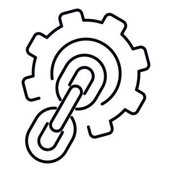 Gear and chain link showing connection settings icon vector