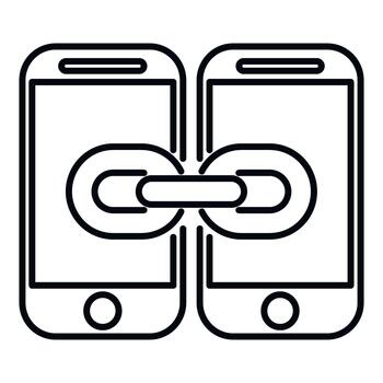 teléfonos inteligentes enlace juntos para datos compartiendo y conexión vector