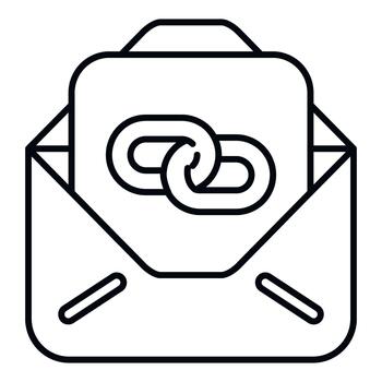 Email envelope displaying chain link attachment icon vector