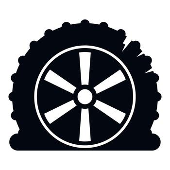 Flat tire causing car breakdown problem icon vector