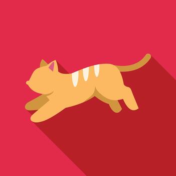 Ginger cat running with flat design style vector