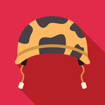 Military helmet with camouflage pattern on red background vector