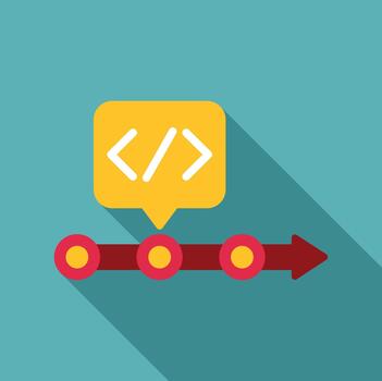 Coding development timeline process flat icon vector