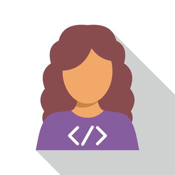 Woman developer programming icon flat design illustration vector