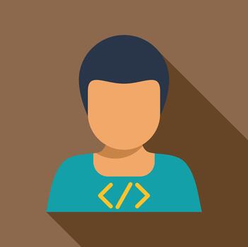 Programmer developer coding web avatar flat design vector
