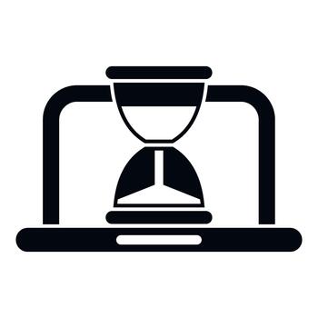 Laptop screen displaying hourglass processing time icon vector