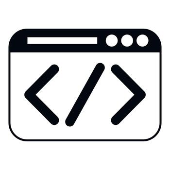 Browser window with code tag symbol vector