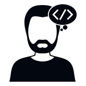 barbado hombre pensando acerca de web programación código vector