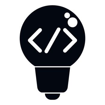 Lightbulb icon representing coding development idea and innovation vector