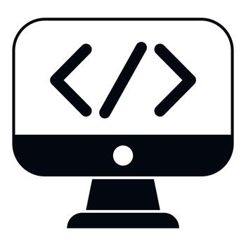 Computer monitor displaying programming code developing software vector