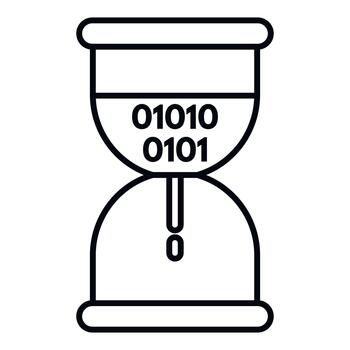 digital reloj de arena mostrando binario código representando fluido datos vector