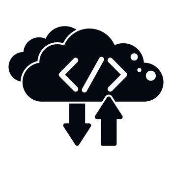 Cloud computing code transfer with upload download arrows vector
