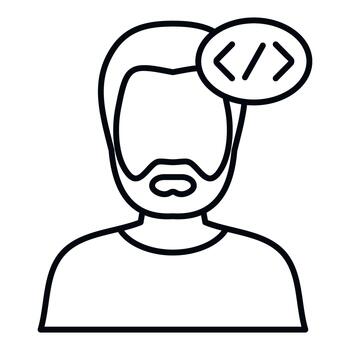 Programmer man creating software web development icon vector