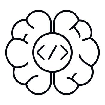 cerebro con programación código símbolo representando ai lógica vector