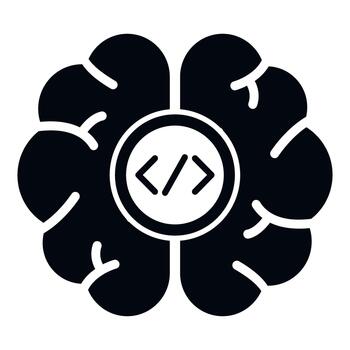cerebro con código símbolo demostración ai programación y lógica vector