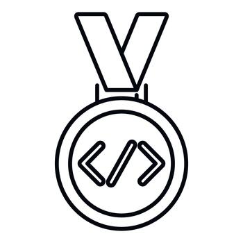 Programming competition medal icon for coding award vector