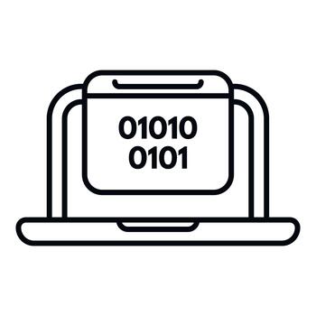 Laptop displaying binary code, programming, and data concept vector