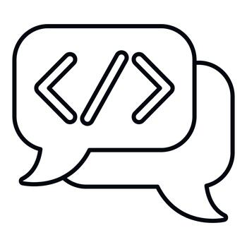 código conversacion concepto demostración programación charla icono vector