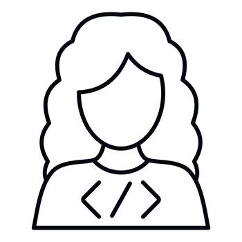 Woman coding icon representing female developer programmer vector