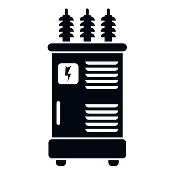 Electrical transformer generating power black simple icon vector