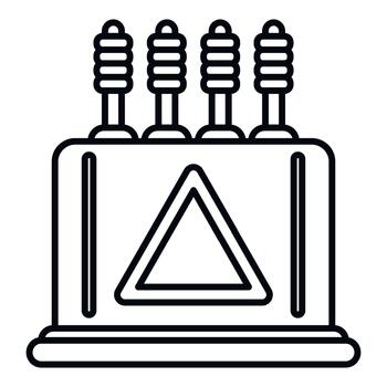 Electrical transformer generating power and energy outline icon vector