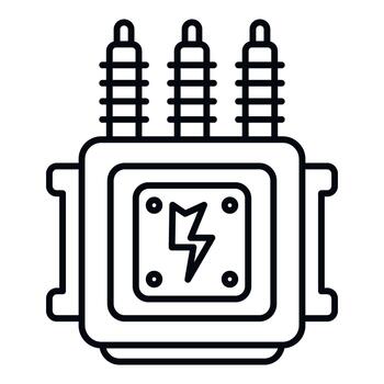 Electrical transformer icon representing power and voltage vector