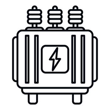 Electrical transformer generating power and distributing energy icon vector