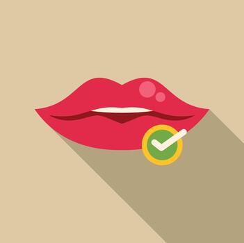labios con cheque marca representando aprobación o terminación vector