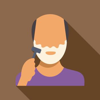 Man shaving face with cream and razor vector