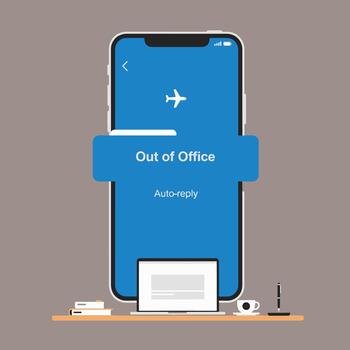 Out of Office Auto-Reply Message on a Smartphone Screen vector