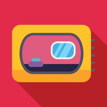 Retro audio cassette flat design on red background vector